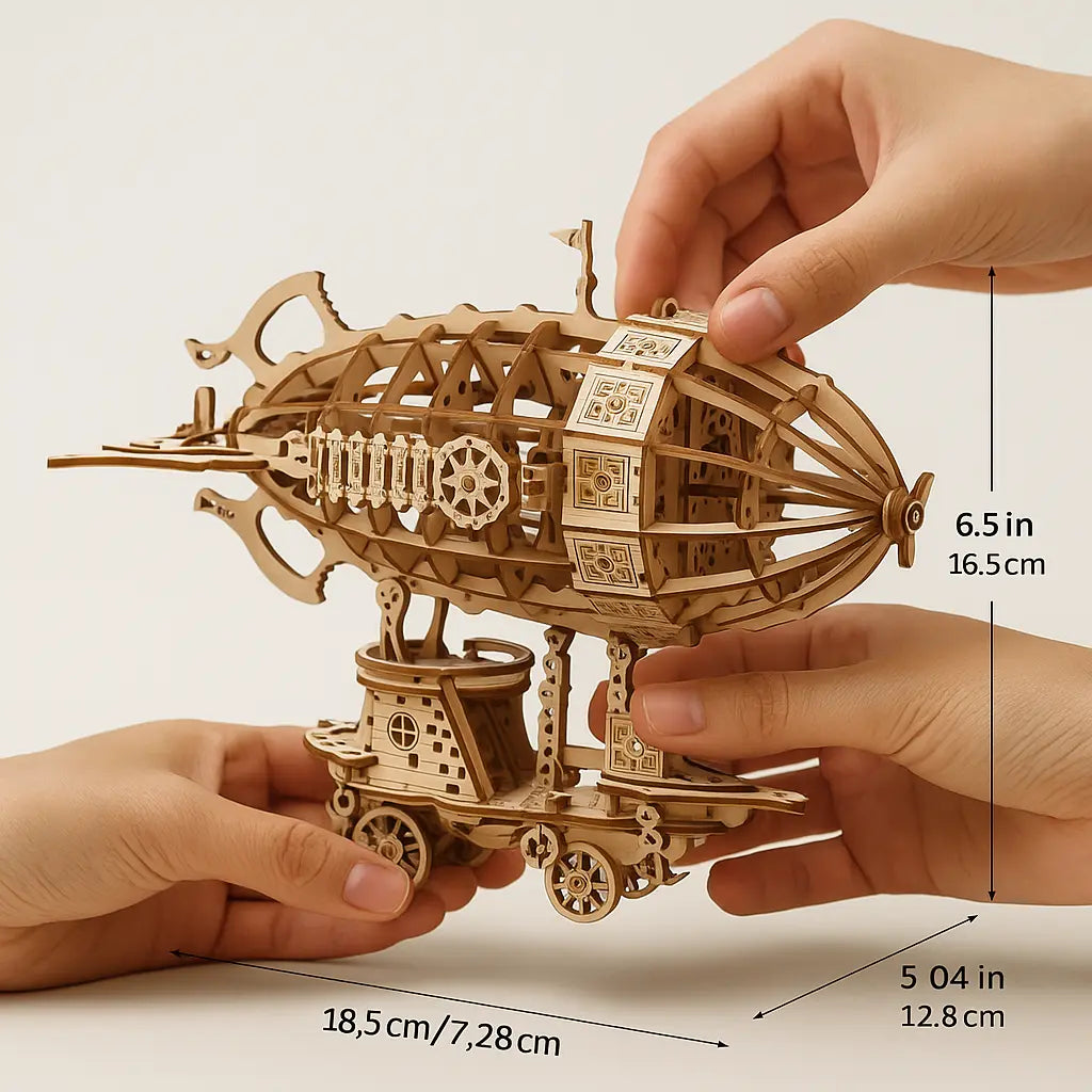 Wooden Airship Model by Puzzlets | Intelligent 3D Brain Teaser for Adults Seeking Challenge & Calm Puzzlets