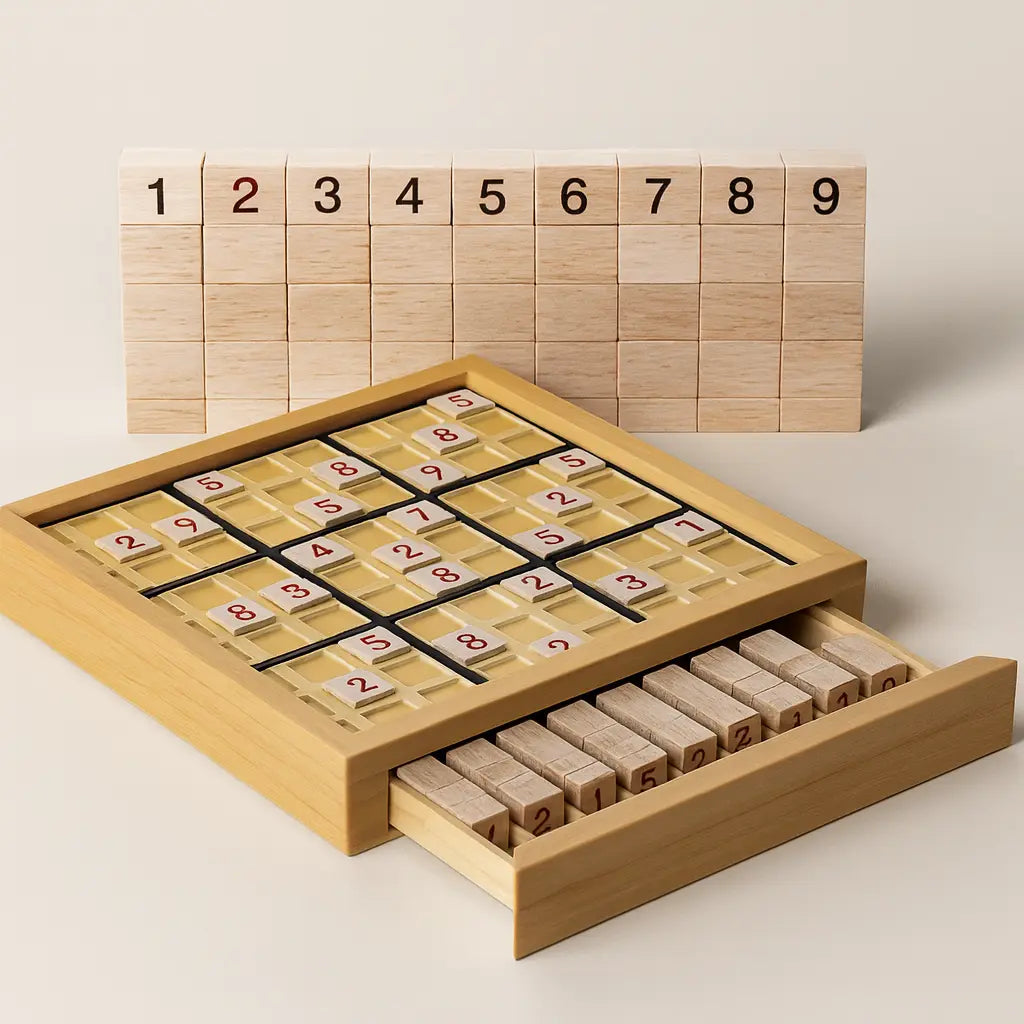 Sudoku Wooden Brain Training Board with Drawer – Boost Focus & Problem-Solving Puzzlets
