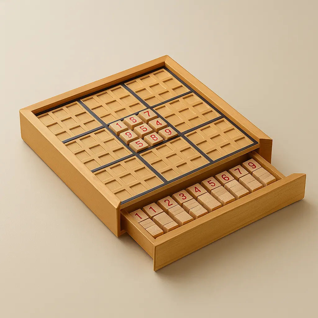 Sudoku Wooden Brain Training Board with Drawer – Boost Focus & Problem-Solving Puzzlets