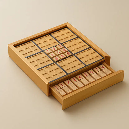 Sudoku Wooden Brain Training Board with Drawer – Boost Focus & Problem-Solving Puzzlets
