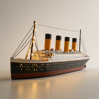 Model of the Titanic on a plain background