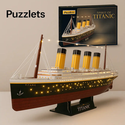 Titanic LED 3D Large Puzzle Kit – Relaxing, Intelligent Craft Challenge for Adults & Kids Puzzlets